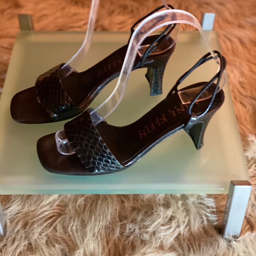 Anne Klein Black Python Sandals Vtg - image 3